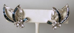 Vintage Boucher Blue Crystal Earrings