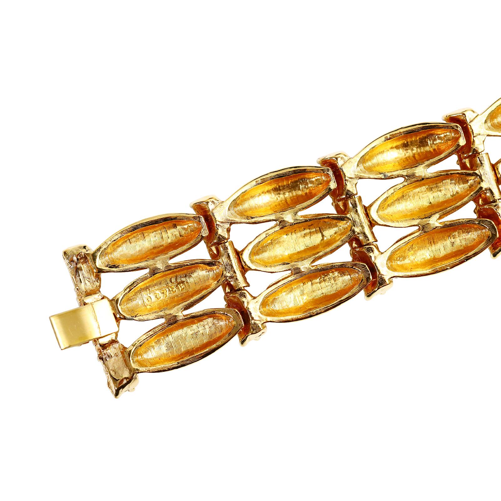 Vintage Boucher Gold and Diamante Wide Bracelet Circa 1960s For Sale 3