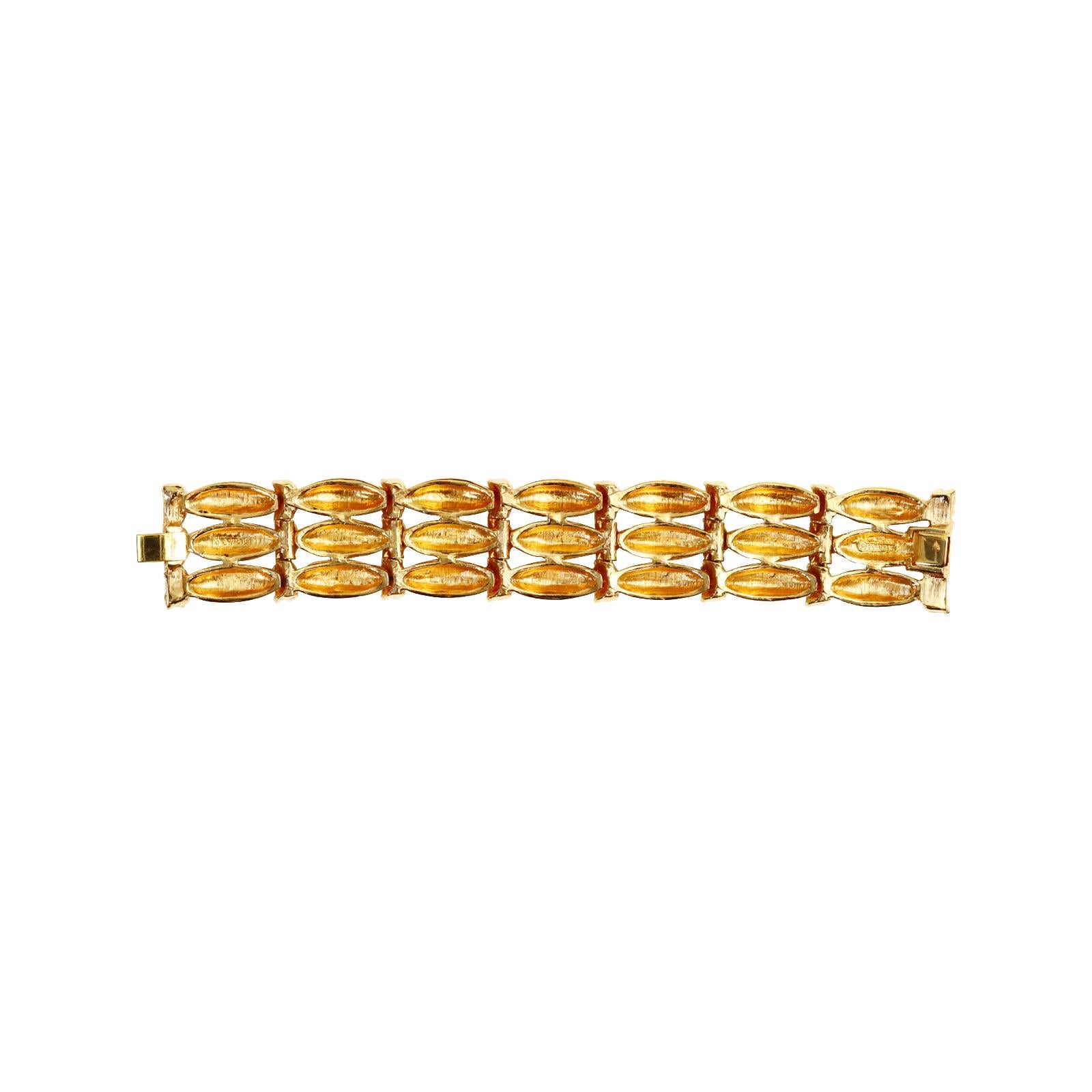 Vintage Boucher Gold and Diamante Wide Bracelet Circa 1960s For Sale 1