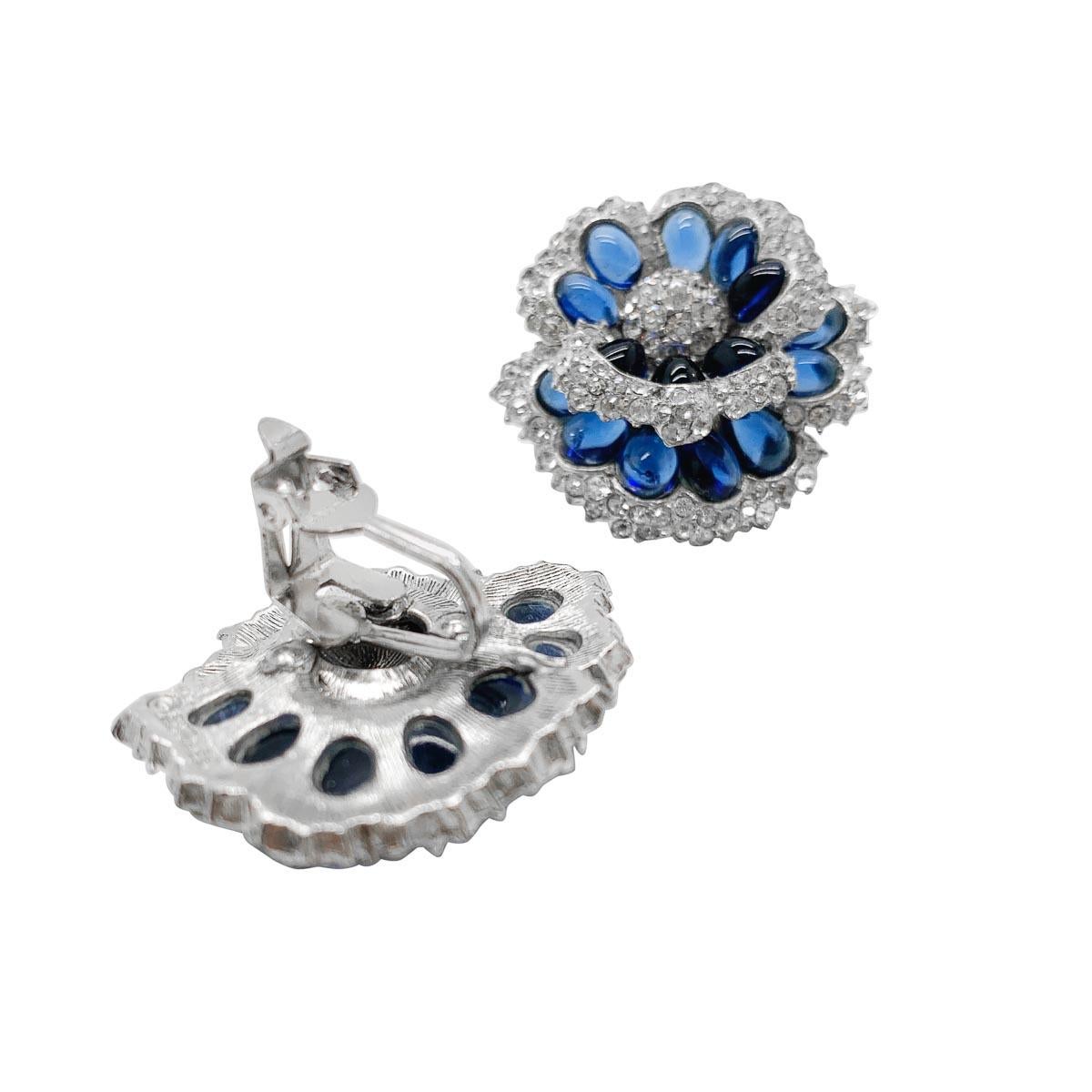 Women's Vintage Boucher Cabochon Flower Earrings 1960s