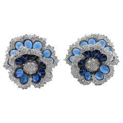 Vintage Boucher Cabochon-Blumen-Ohrringe 1960er Jahre