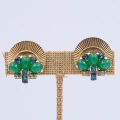 Vintage Boucher Earrings with green glass 1950s