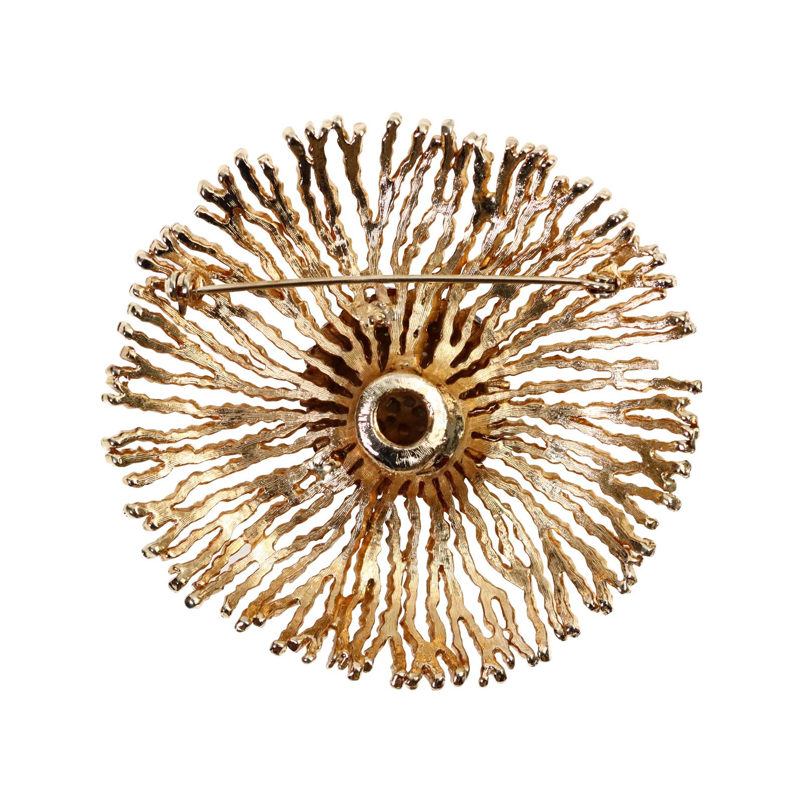 Vintage Boucher Gold and Diamante Brooch Circa 1960s In Good Condition In New York, NY