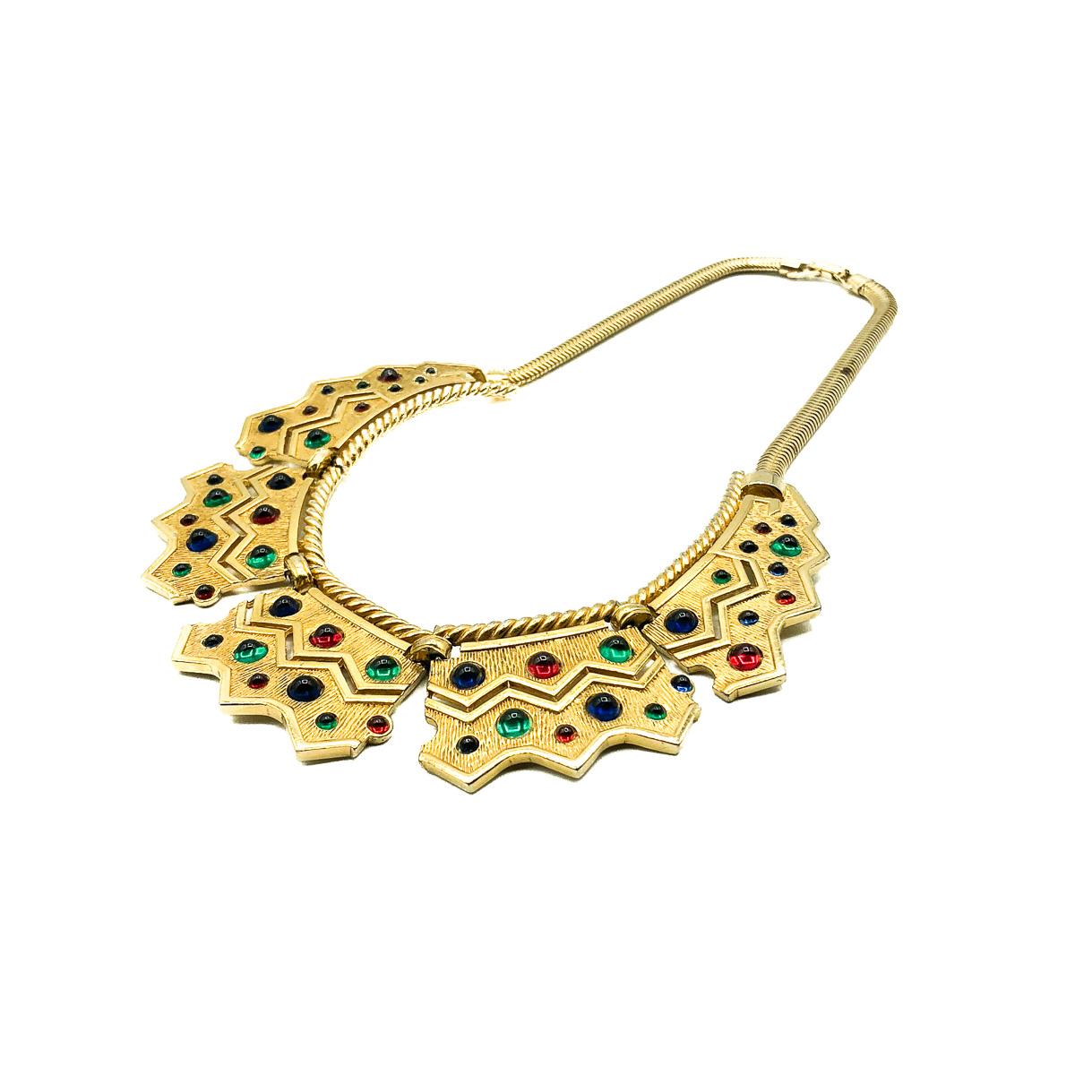A Vintage Boucher Egyptian Revival Collar. French born Marcel Boucher worked initially as a fine jewellery apprentice in Paris, then New York, for Cartier. His move across to costume jewellery was triggered by the Great Depression in 1929, initially