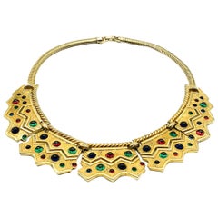 Vintage Boucher Gold Egyptian Revival Modernist Collar 1960s