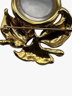 Vintage Boucher Jelly Belly leaves enamel rhinestones brooch, 1980s