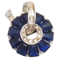 Vintage Boucher Rhodium Plated Faux-Sapphire Brooch