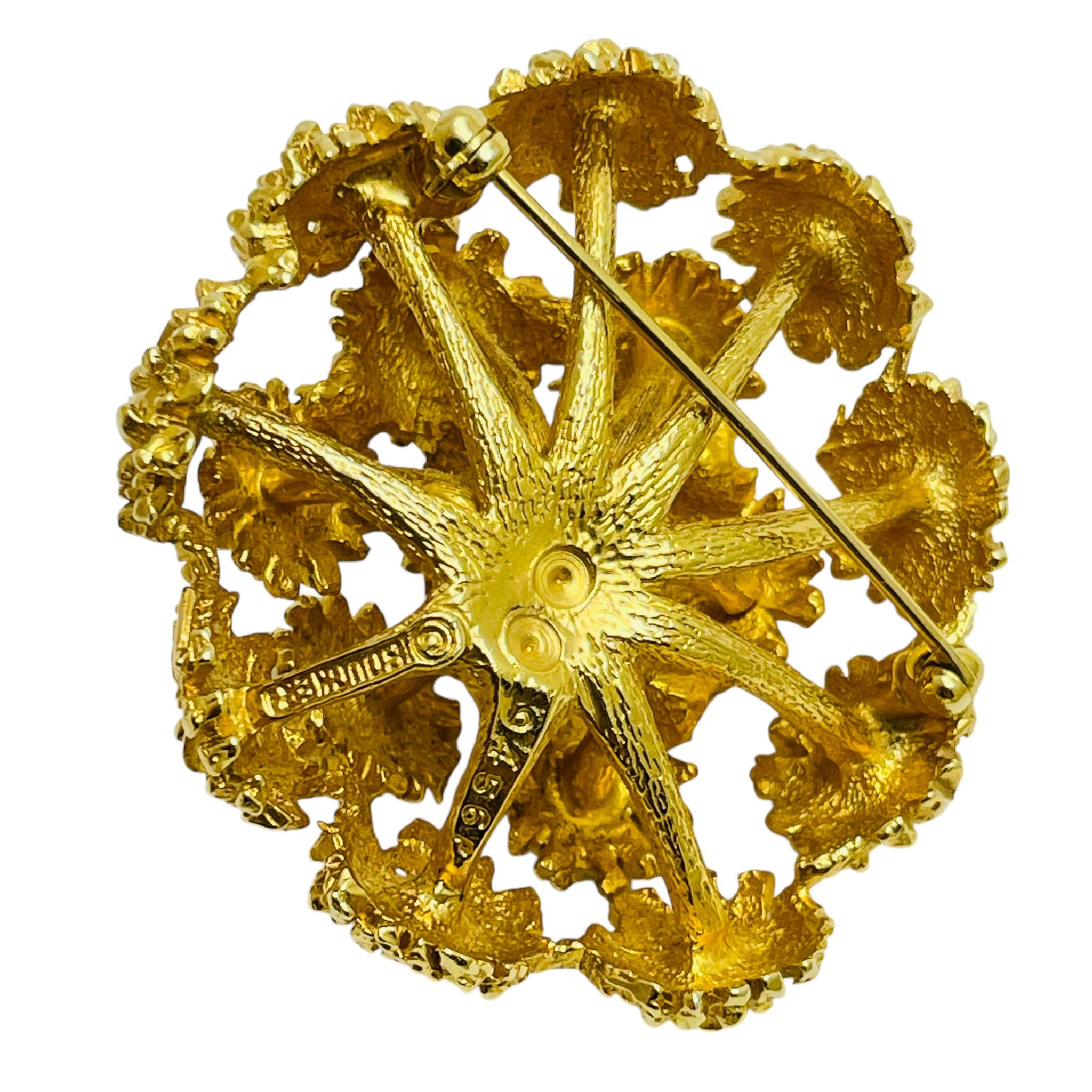 Vintage BOUCHER signed gold tone modernist designer brooch In Good Condition For Sale In Palos Hills, IL