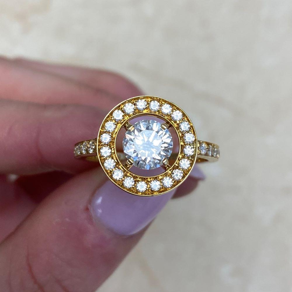 Vintage Boucheron 1.06ct Round Cut Diamond Engagement Ring, 18k Yellow Gold For Sale 7