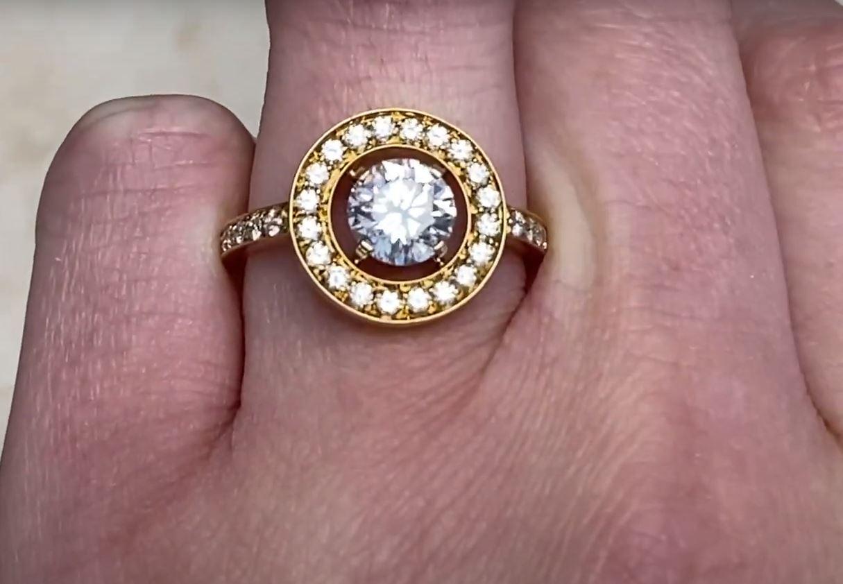 Vintage Boucheron 1.06ct Round Cut Diamond Engagement Ring, 18k Yellow Gold For Sale 1