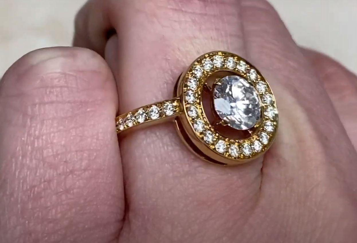 Vintage Boucheron 1.06ct Round Cut Diamond Engagement Ring, 18k Yellow Gold For Sale 2
