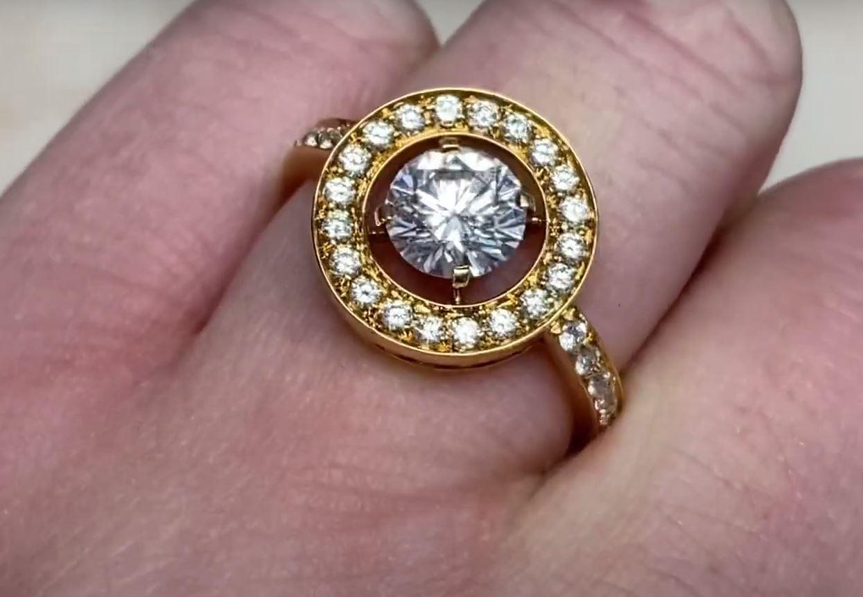 Vintage Boucheron 1.06ct Round Cut Diamond Engagement Ring, 18k Yellow Gold For Sale 3