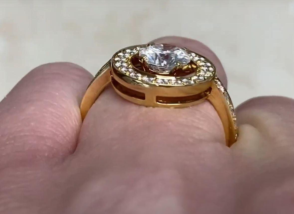 Vintage Boucheron 1.06ct Round Cut Diamond Engagement Ring, 18k Yellow Gold For Sale 4