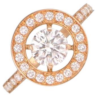 Vintage Boucheron 1.06ct Round Cut Diamond Engagement Ring, 18k Yellow Gold For Sale