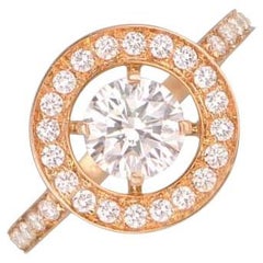 Bague de fiançailles vintage Boucheron avec diamant taille ronde de 1,06 carat, or jaune 18 carats