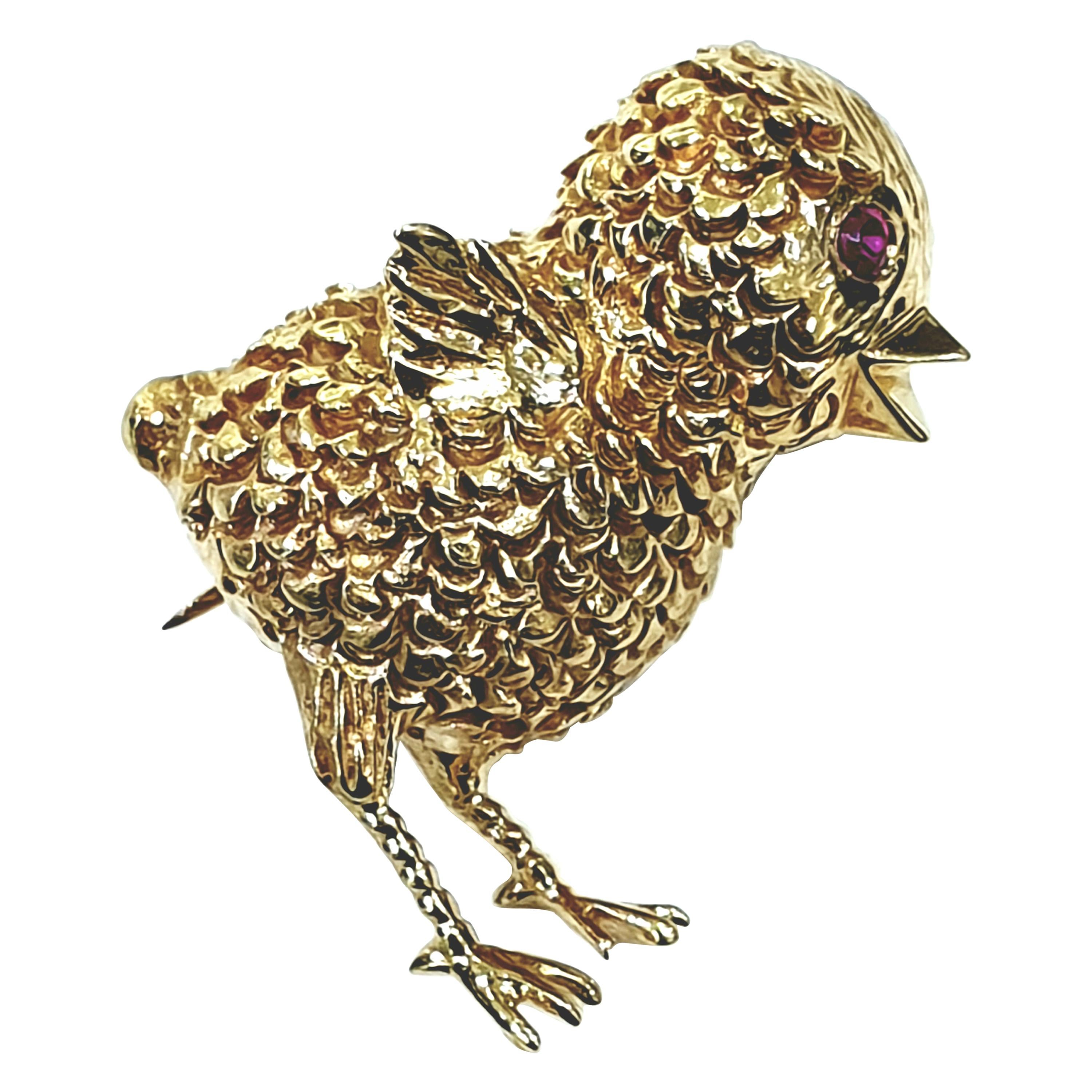Vintage Boucheron 18 Karat Gold Bird or Chick Brooch