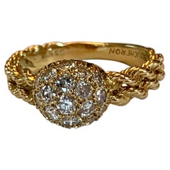 Vintage Boucheron 18 Karat Yellow Gold Diamond Ring