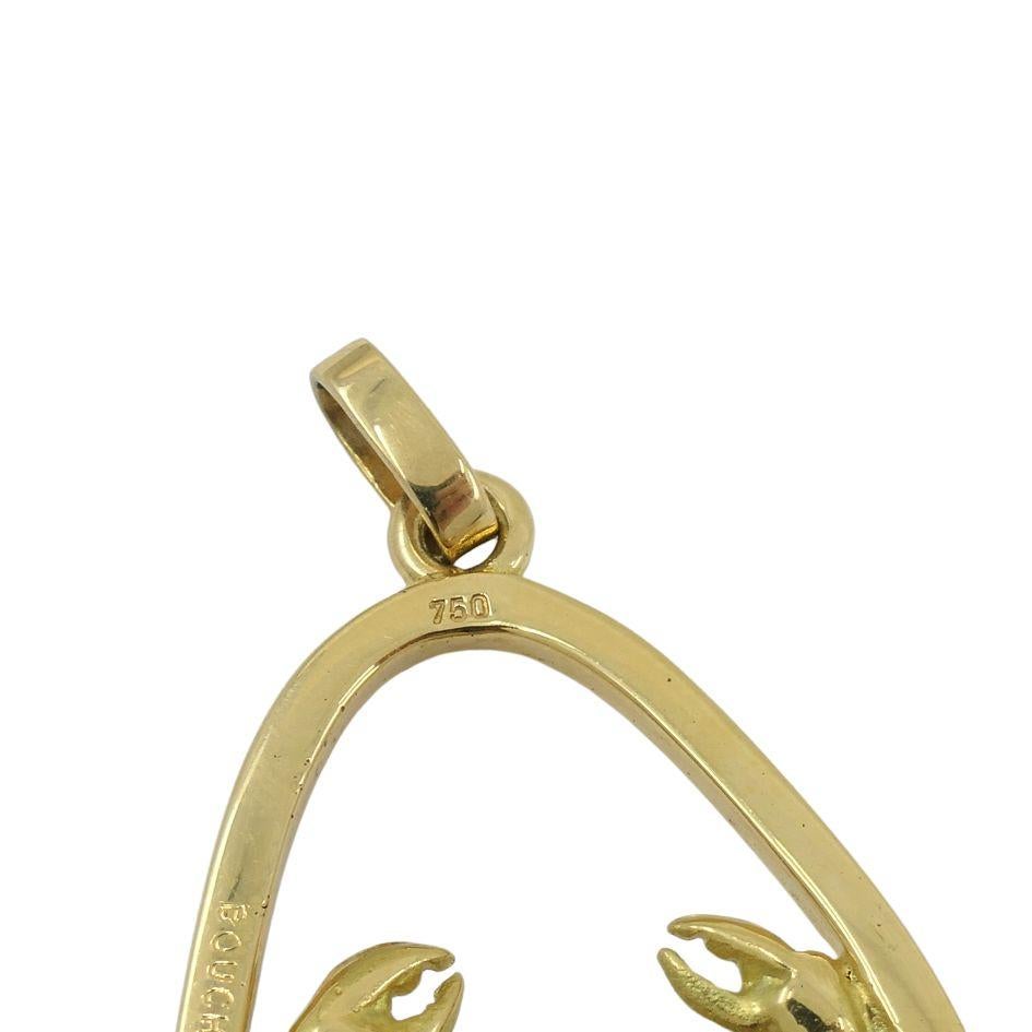Vintage Boucheron 18k Gold Crab Astrological Cancer Zodiac Pendant In Good Condition For Sale In Beverly Hills, CA