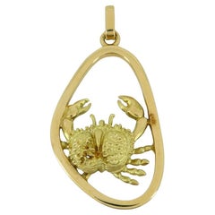 Vintage Boucheron 18k Gold Crab Astrological Cancer Zodiac Pendant