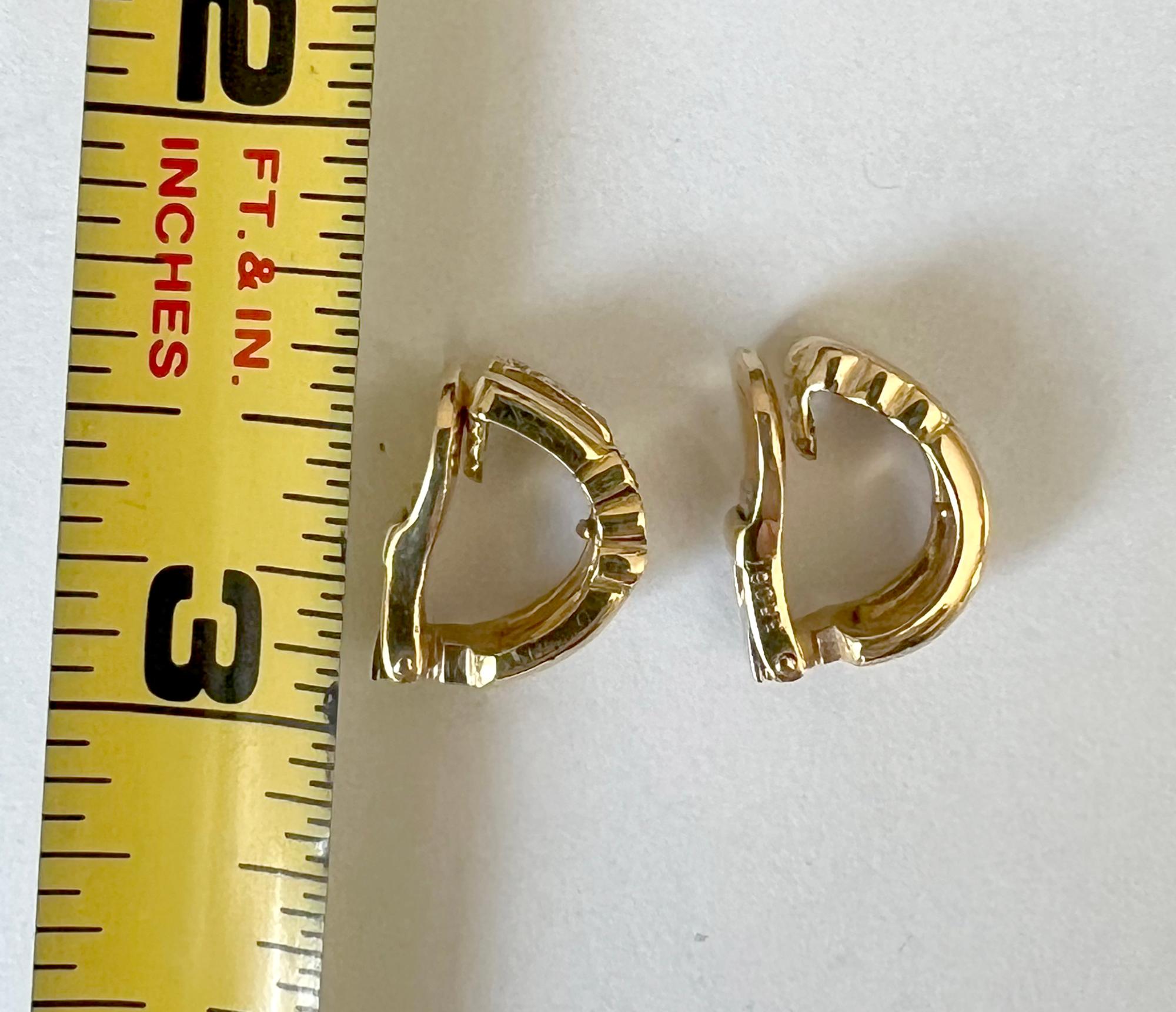 Round Cut Vintage Boucheron 18K Gold Diamond Small Hoop Earrings For Sale