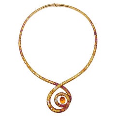 Boucheron: 18 Karat Gold Halskette mit mehreren Edelsteinen