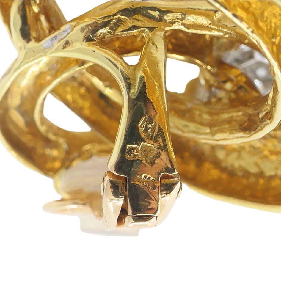 Vintage Boucheron 18k Gold Platinum Diamond Drop Clip Earrings For Sale 6