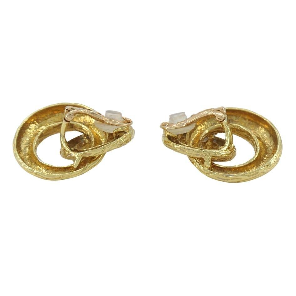 Women's Vintage Boucheron 18k Gold Platinum Diamond Drop Clip Earrings For Sale