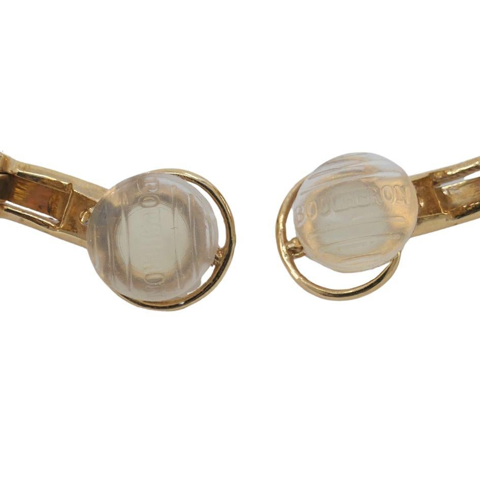 Vintage Boucheron 18k Gold Platinum Diamond Drop Clip Earrings For Sale 2