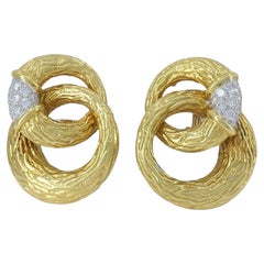Vintage Boucheron 18k Gold Platinum Diamond Drop Clip Earrings