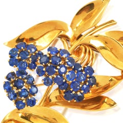 Vintage Boucheron 18K Gold Sapphire Floral Bouquet Brooch