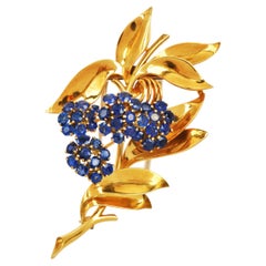 Vintage Boucheron 18K Gold Sapphire Floral Bouquet Brooch