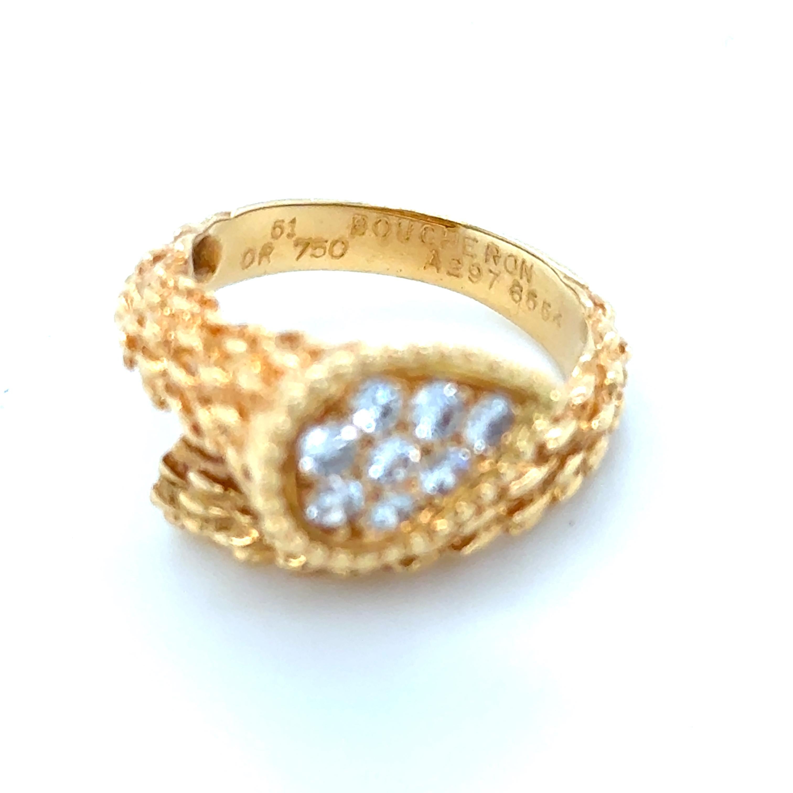 Vintage Boucheron, bague Serpent Bohème en or jaune 18K et diamants en vente 1