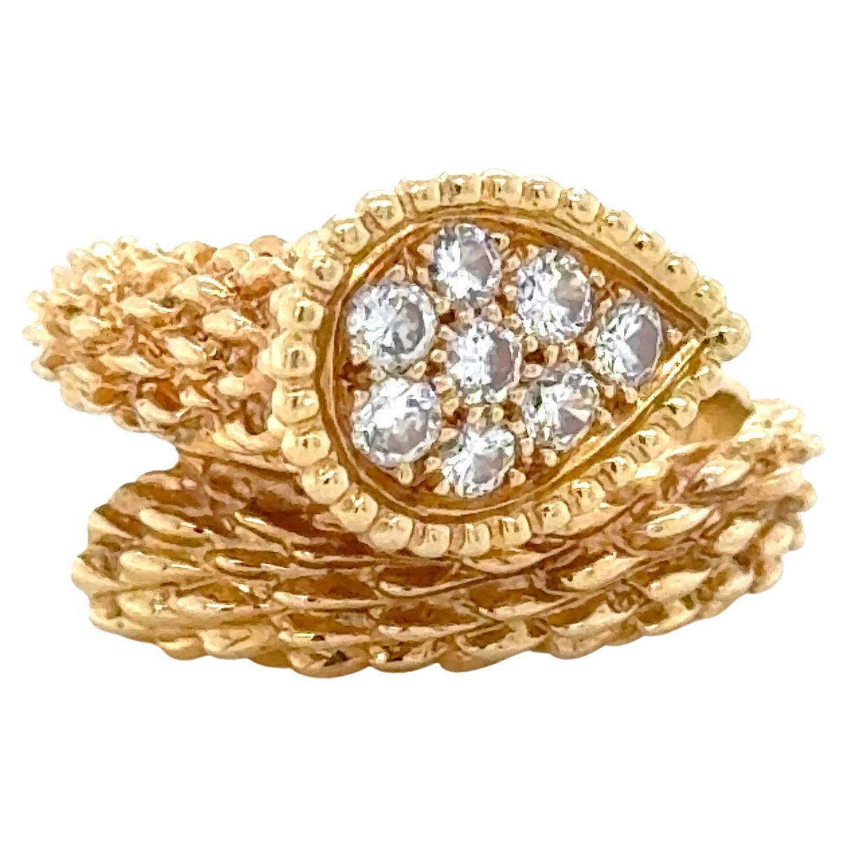 Vintage Boucheron, bague Serpent Bohème en or jaune 18K et diamants en vente