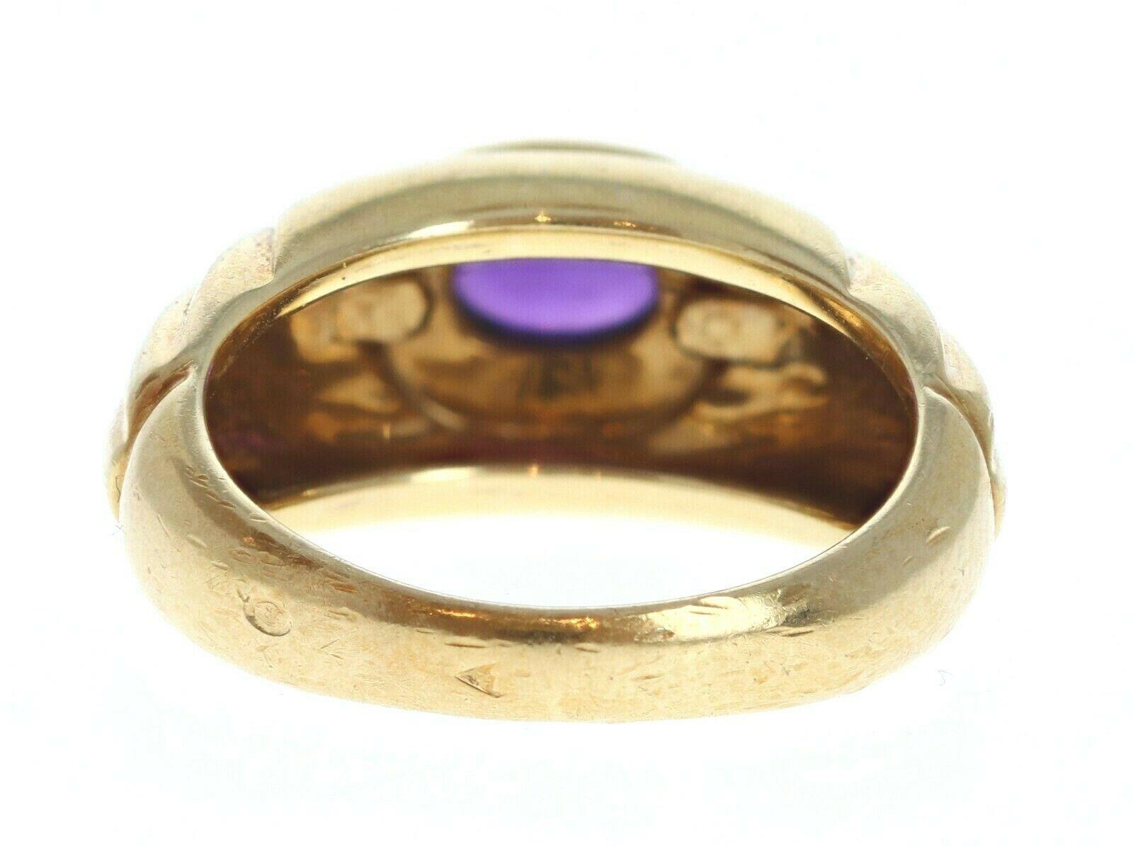 Vintage Boucheron 18k Yellow Gold & Cabochon Amethyst Ring 6.9g In Good Condition In Beverly Hills, CA