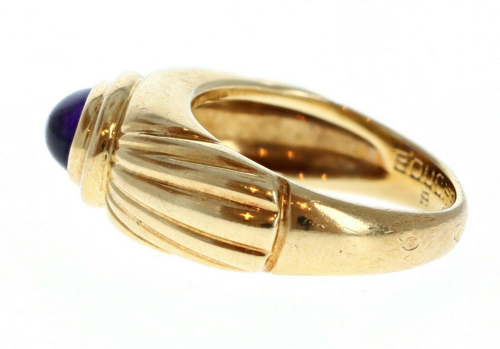 Women's or Men's Vintage Boucheron 18k Yellow Gold & Cabochon Amethyst Ring 6.9g