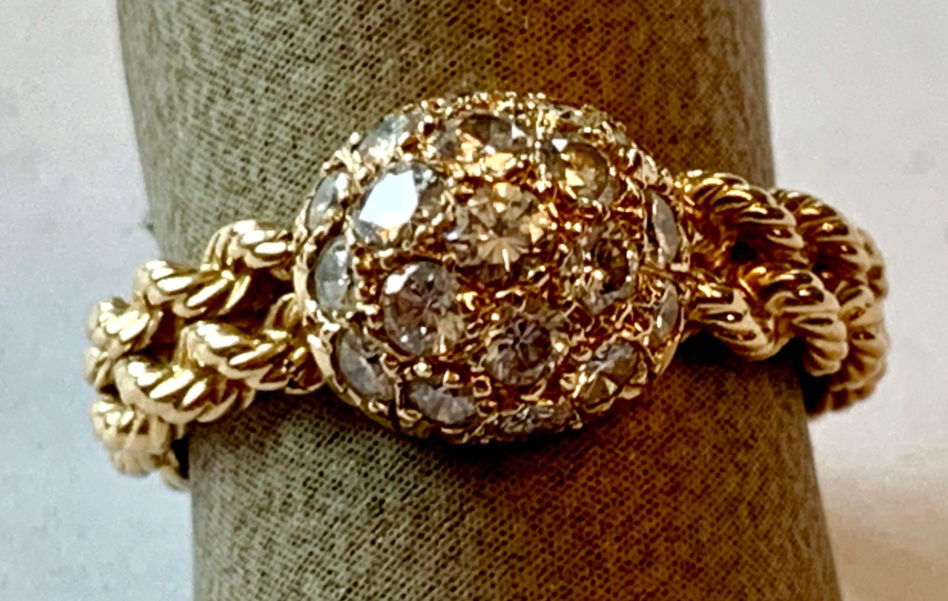 Contemporary Vintage Boucheron 18 Karat Yellow Gold Diamond Ring