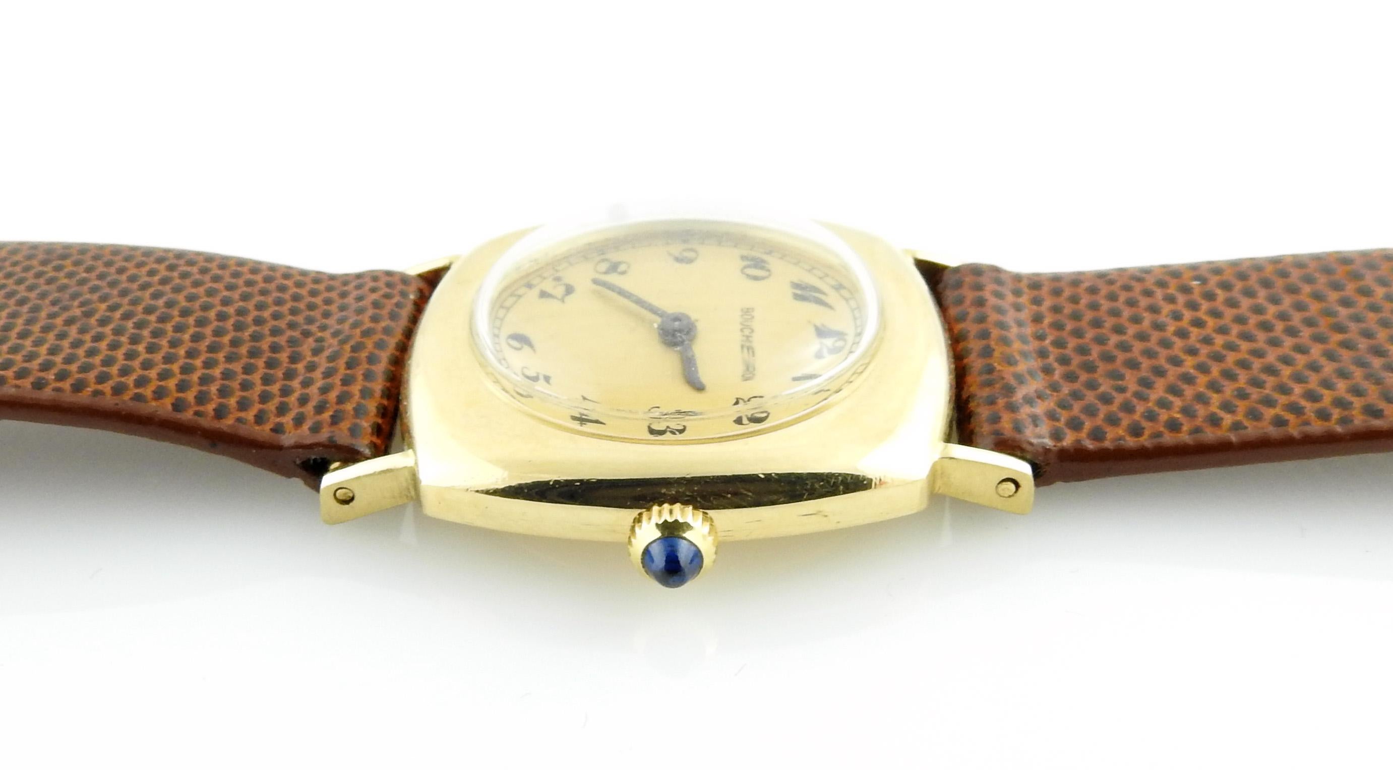 Vintage Boucheron 18K Yellow Gold Hand Winding Ladies Watch In Good Condition In Washington Depot, CT