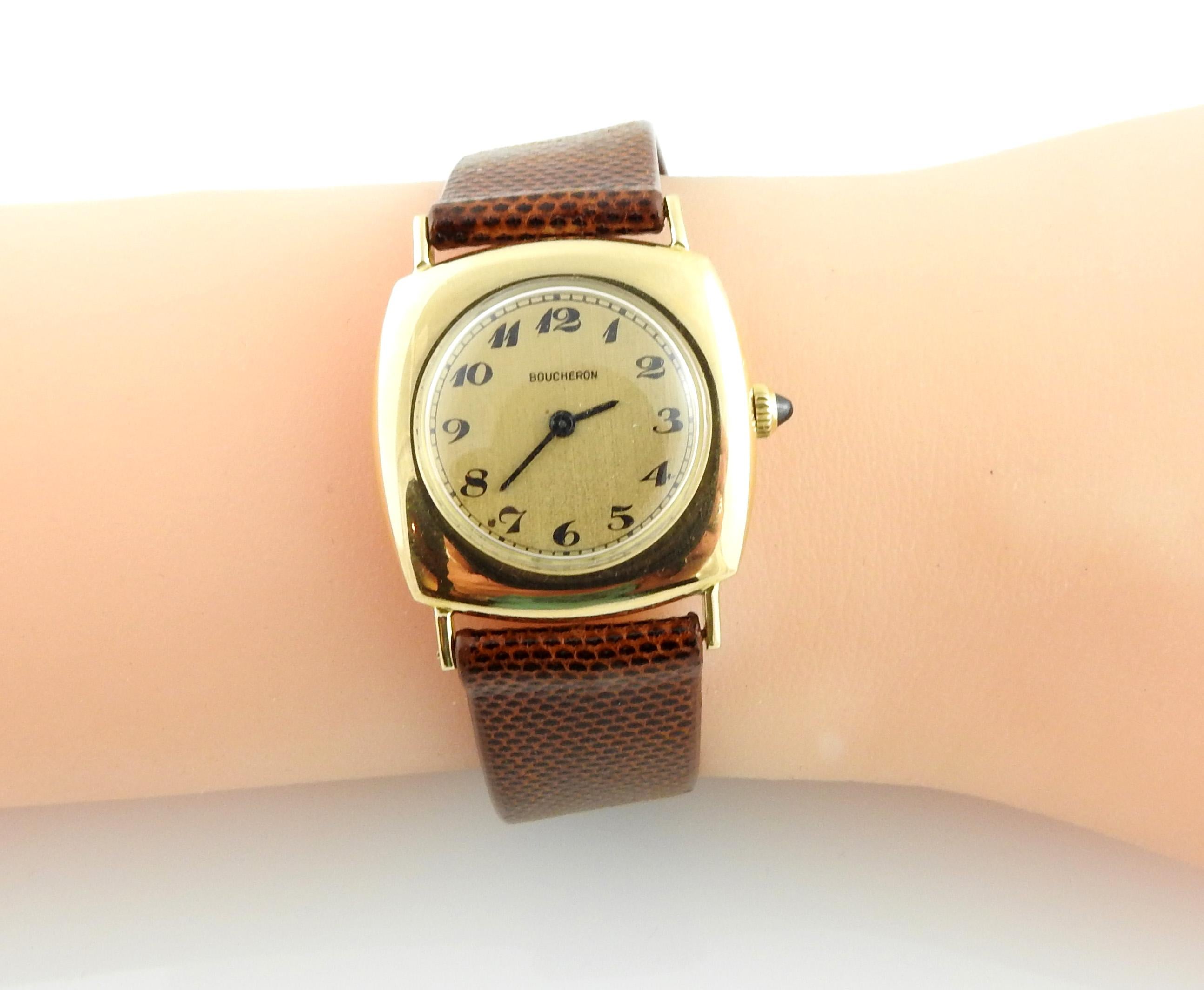 Vintage Boucheron 18K Yellow Gold Hand Winding Ladies Watch 1