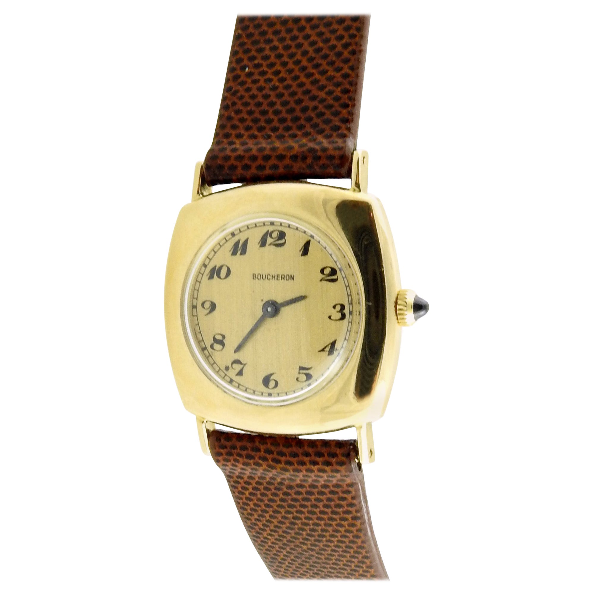 Vintage Boucheron 18K Yellow Gold Hand Winding Ladies Watch