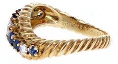 Vintage Boucheron 18 Karat Yellow Gold, Sapphire and Diamond Ring