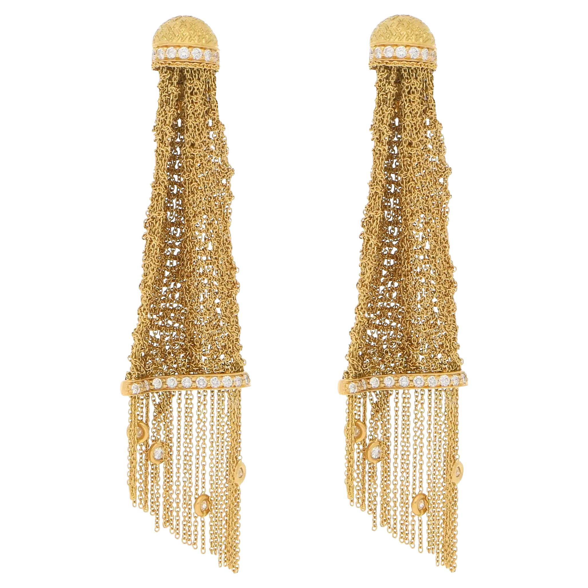 Vintage Boucheron Delilah Diamond Drop Earrings in Yellow Gold