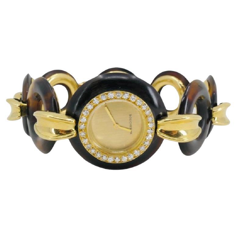 Vintage Boucheron Diamond Gold Watch Circle Bracelet