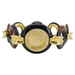 Retro Boucheron Diamond Gold Watch Circle Bracelet 