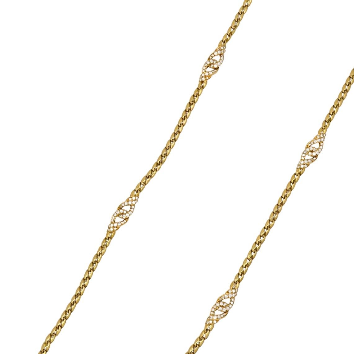 De las mujeres Collar vintage de diamantes Boucheron Cadena de oro de 18k Francia en venta