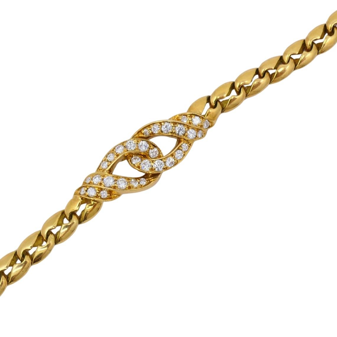 Collar vintage de diamantes Boucheron Cadena de oro de 18k Francia en venta 2