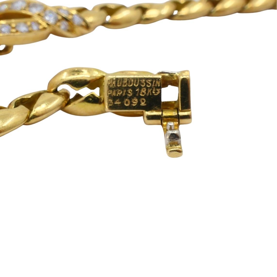 Collar vintage de diamantes Boucheron Cadena de oro de 18k Francia en venta 3