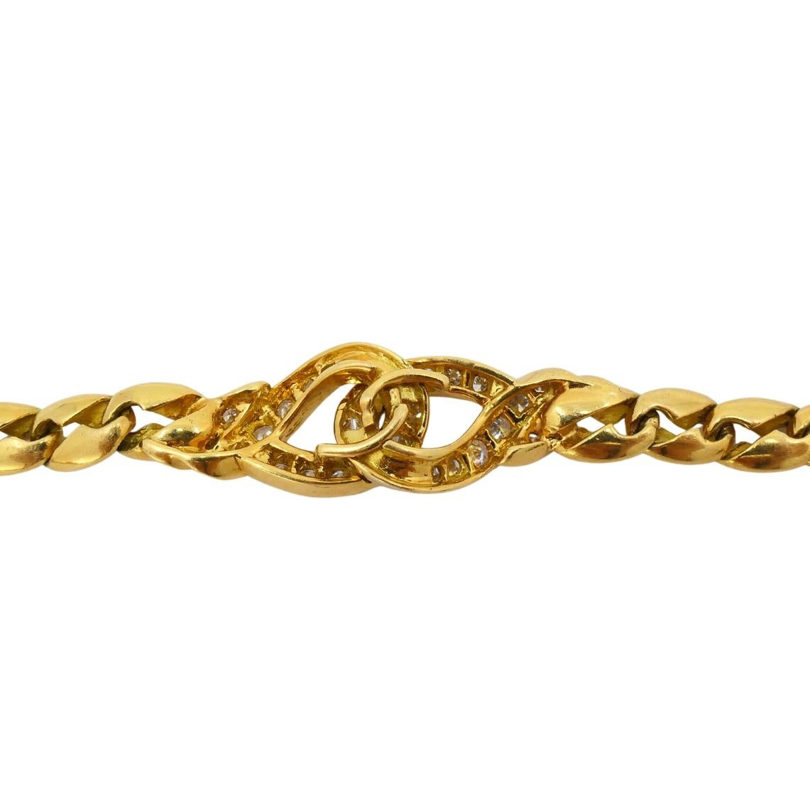 Collar vintage de diamantes Boucheron Cadena de oro de 18k Francia en venta 5