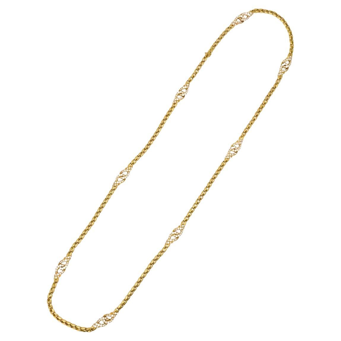 Collar vintage de diamantes Boucheron Cadena de oro de 18k Francia en venta