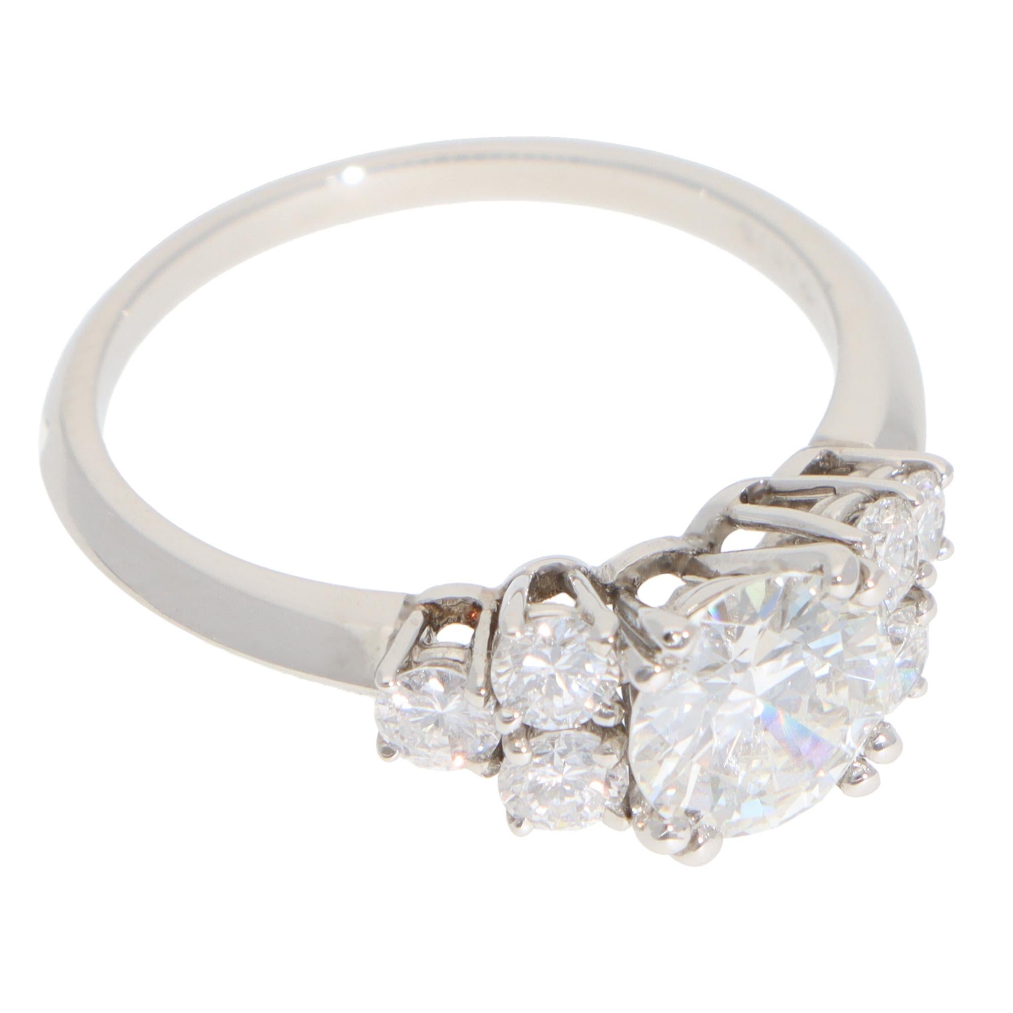 Modern Vintage Boucheron Diamond Ring in Platinum For Sale