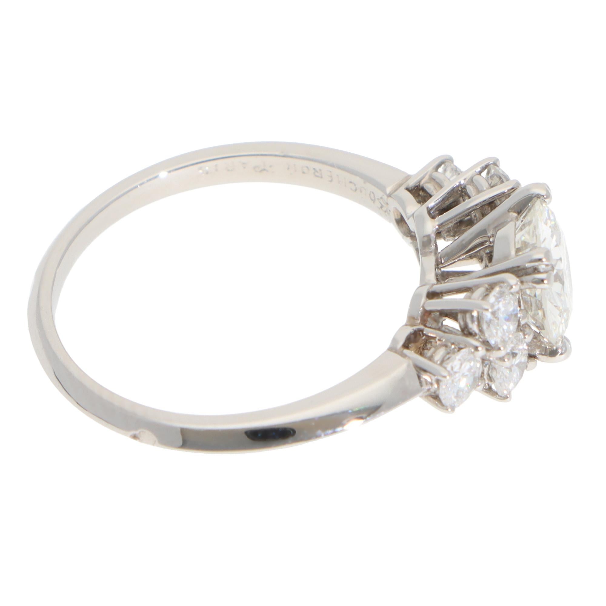 Brilliant Cut Vintage Boucheron Diamond Ring in Platinum For Sale